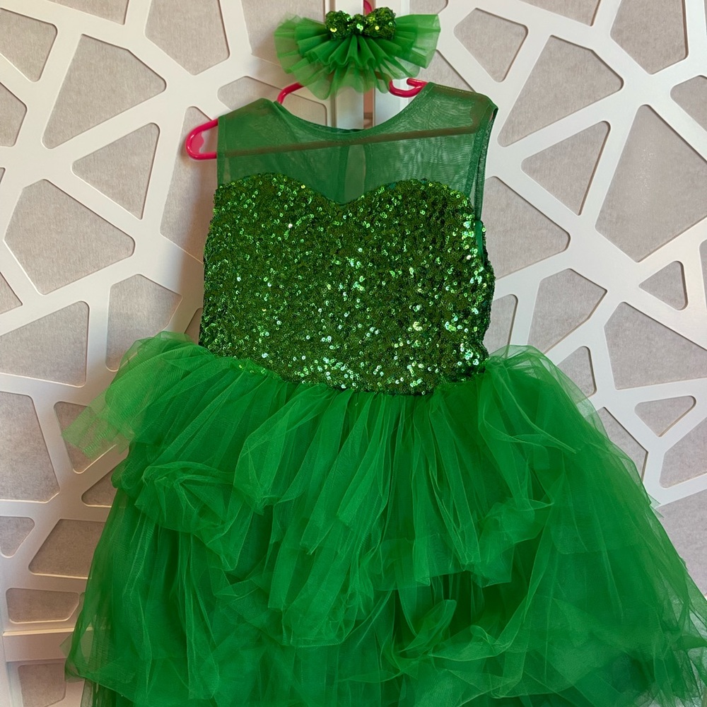 Itty Bitty Toes Green Sequin Dress, Size 2